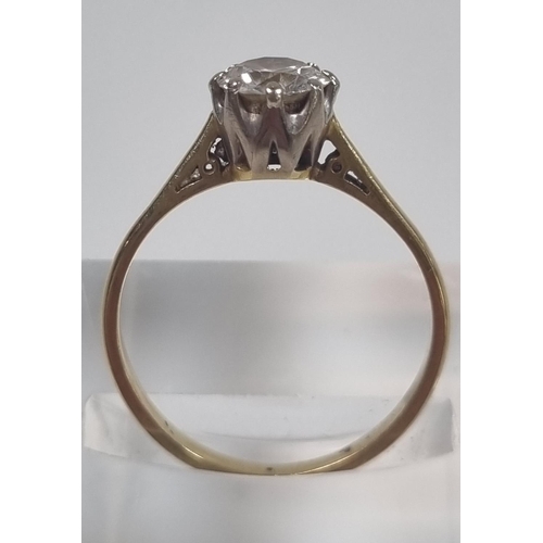 348 - Probably 18ct gold brilliant cut diamond solitaire ring with crown shank.  2.5g approx.  Size P.  Es... 