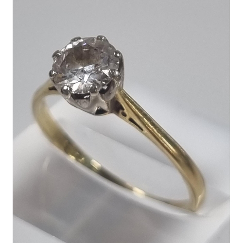 348 - Probably 18ct gold brilliant cut diamond solitaire ring with crown shank.  2.5g approx.  Size P.  Es... 