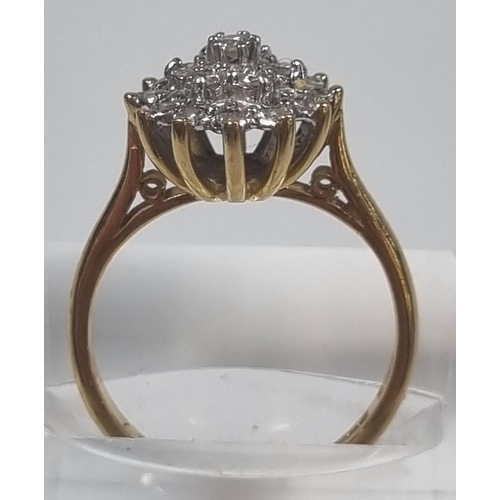 352 - 18ct gold multi cluster diamond ring.  3.9g approx.  Size L.  (B.P. 21% + VAT)