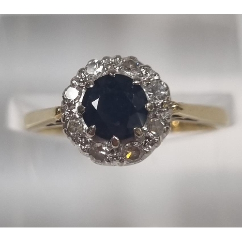 360 - 18ct gold diamond and sapphire ring.  3.1g approx.  Size L1/2.  (B.P. 21% + VAT)