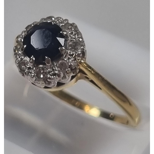 360 - 18ct gold diamond and sapphire ring.  3.1g approx.  Size L1/2.  (B.P. 21% + VAT)