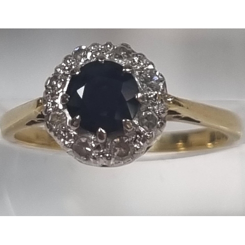 360 - 18ct gold diamond and sapphire ring.  3.1g approx.  Size L1/2.  (B.P. 21% + VAT)