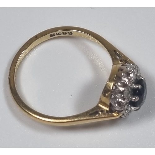 360 - 18ct gold diamond and sapphire ring.  3.1g approx.  Size L1/2.  (B.P. 21% + VAT)