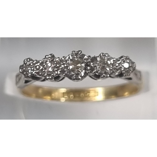 361 - 18ct gold and platinum five stone diamond ring.  2.4g approx.  Size M.  (B.P. 21% + VAT)