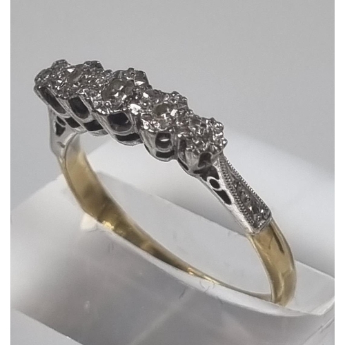 361 - 18ct gold and platinum five stone diamond ring.  2.4g approx.  Size M.  (B.P. 21% + VAT)