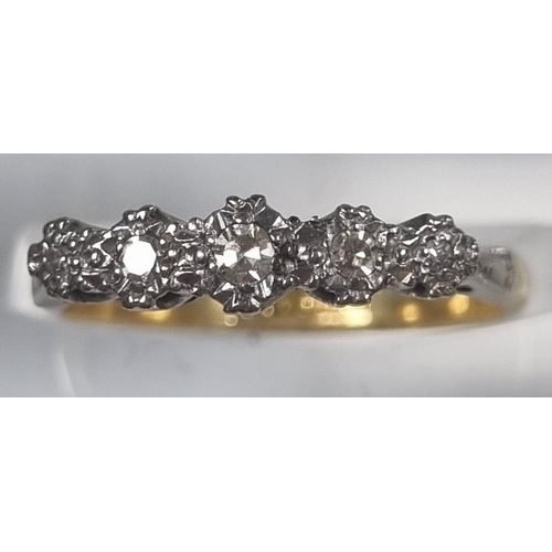 361 - 18ct gold and platinum five stone diamond ring.  2.4g approx.  Size M.  (B.P. 21% + VAT)