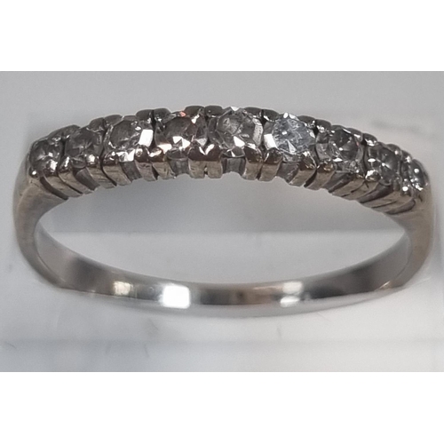 362 - White metal nine stone diamond ring.  (No weight)  Size T.  (B.P. 21% + VAT)