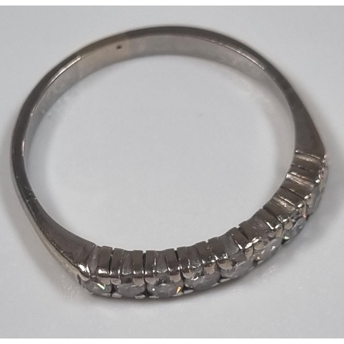 362 - White metal nine stone diamond ring.  (No weight)  Size T.  (B.P. 21% + VAT)