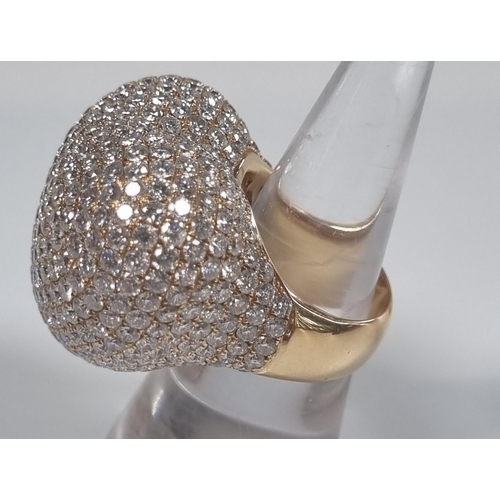 363 - Yellow metal heart shaped bombe diamond ring.  21g approx.  Size M.  (B.P. 21% + VAT)