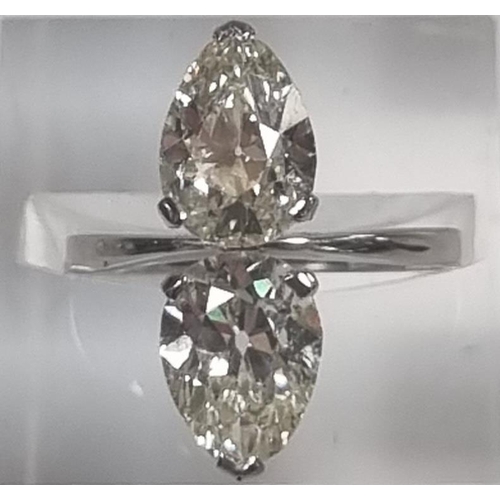 364 - Platinum Duchess ring of two diamonds.  4g approx.  Size L1/2.  4 carat approx.   (B.P. 21% + VAT)