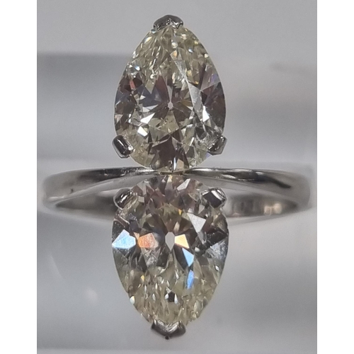 364 - Platinum Duchess ring of two diamonds.  4g approx.  Size L1/2.  4 carat approx.   (B.P. 21% + VAT)