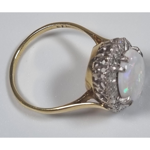 369 - 18ct gold opal and diamond ring.  4.8g approx.  Size P1/2.  (B.P. 21% + VAT)