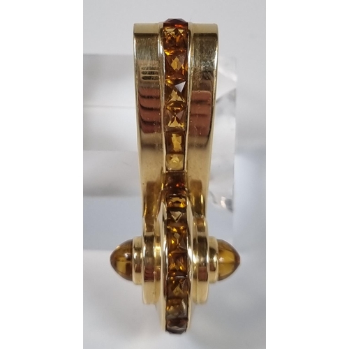 385 - Rene Boivin, a French hallmarked 18ct gold Citrine brooch. 5cm long approx. 13.5g approx.  with COA,... 