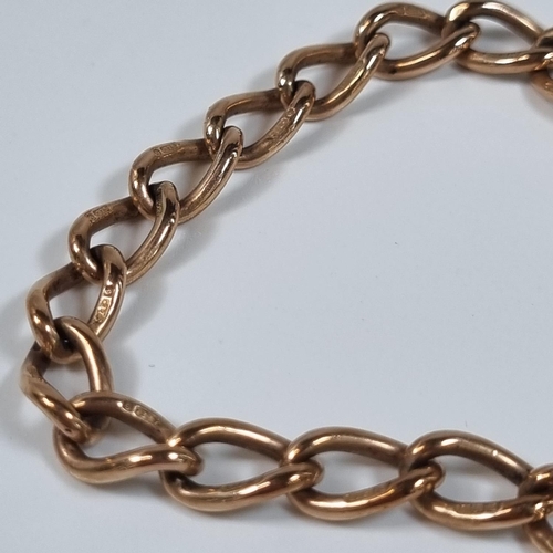 390 - 9ct gold curb link pocket watch chain.  36.5g approx.  together with another 9ct double Albert watch... 