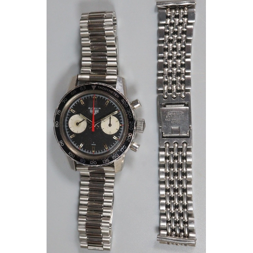 398 - Heuer Autavia stainless steel gentleman's manual wind Chronograph diver's style wristwatch.  Referen... 