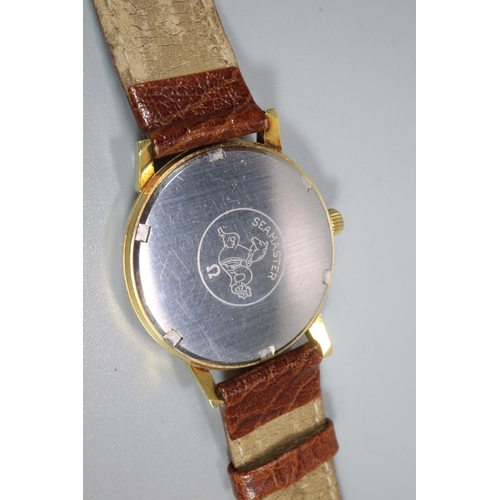 407 - Omega Seamaster 600 gold plated gentleman's automatic wristwatch, having satin face with baton numer... 