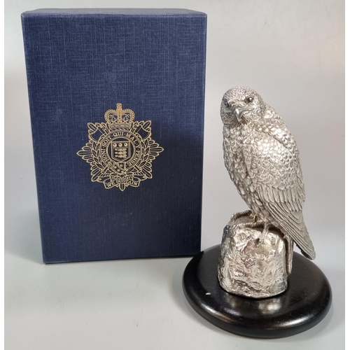 454 - Good quality 20th century silver study of a Falcon on naturalistic base by Langfords Silver Gallerie... 