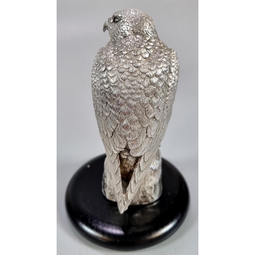 454 - Good quality 20th century silver study of a Falcon on naturalistic base by Langfords Silver Gallerie... 