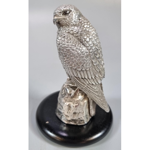 454 - Good quality 20th century silver study of a Falcon on naturalistic base by Langfords Silver Gallerie... 