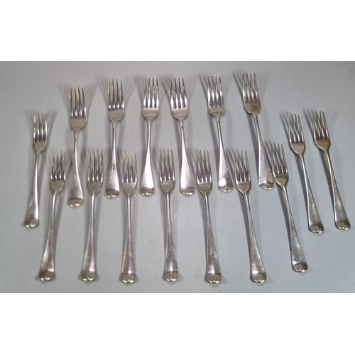 459 - Group of assorted Old English design silver dessert forks, mainly late Georgian with London hallmark... 