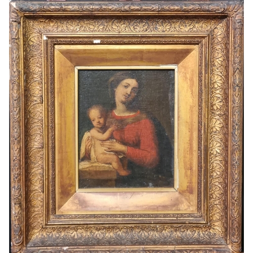 80 - After the Old Master,(Italian school,17th century), Madonna and Child, oils on canvas.  29x24cm appr... 