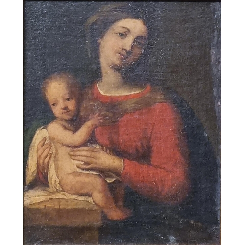 80 - After the Old Master,(Italian school,17th century), Madonna and Child, oils on canvas.  29x24cm appr... 