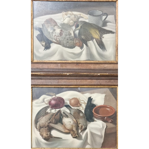 88 - Continental School (19th century), studies of dead game and other items, a pair.  Oils on board.  31... 