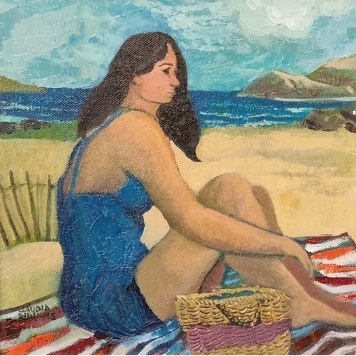 89 - Claudia Williams (Claudia Jane Herrington Williams, Welsh born 1933),'Waiting for the tide', young w... 