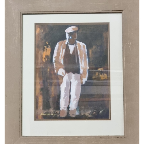 94 - Aneurin  M Jones (Welsh, 1930-2017), 'Dymunialan Groau', full length portrait of a farmer, signed an... 