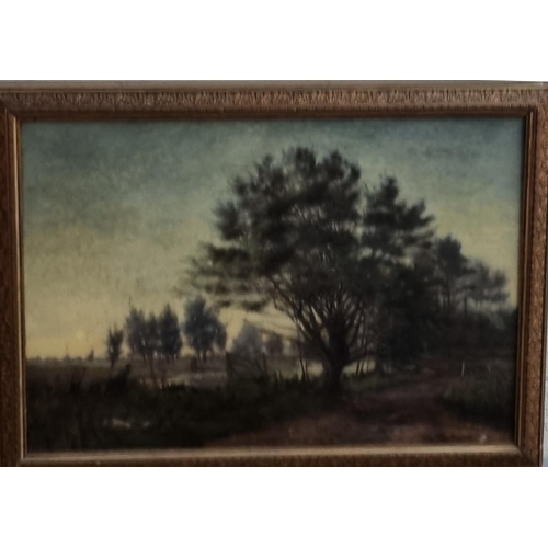 127A - C M Nichols (British 19th century, in the manner of Corot), autumnal river landscape at sunset, sign... 