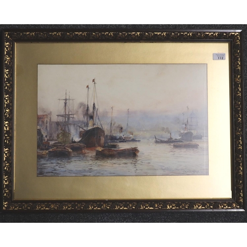 112 - Frank William Scarbrough (British 1896-1939), 'London Bridge', signed.  Watercolours.  34x52cm appro...