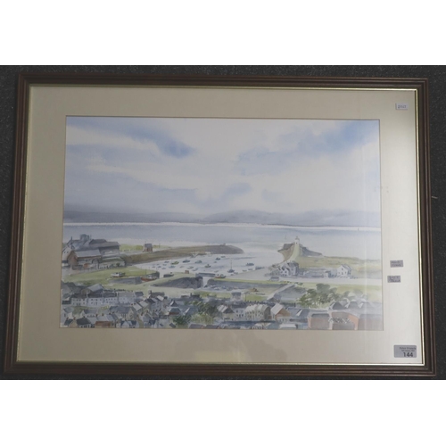 144 - David Evans (Welsh 20th century), 'Burry Port Harbour', watercolours.  38x57cm approx.  Framed and g... 