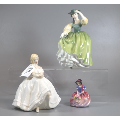 162 - Three Royal Doulton English bone china figurines of various sizes to include: 'Buttercup' HN2309, 'H... 