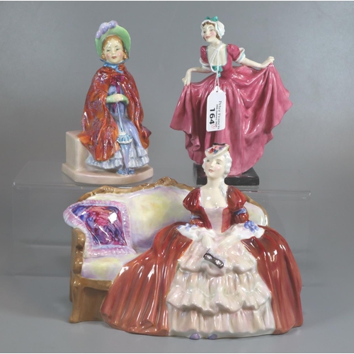 164 - Three Royal Doulton figurines; 'Little Lady Make Believe' HN1870, 'Belle O'the Ball' HN1997 and 'Del... 