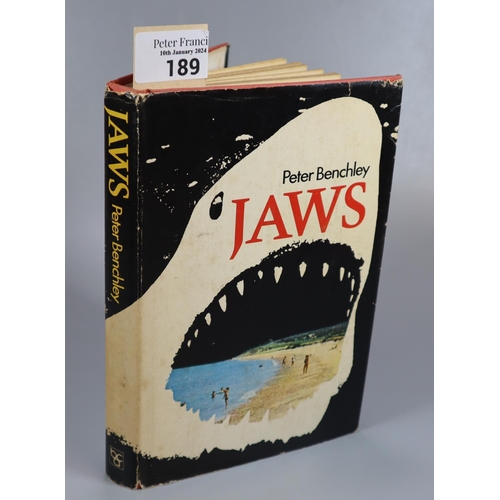 189 - Benchley, Peter; 'Jaws', first edition, Book Club Associates, 1975. Hardback cloth bound book with o... 