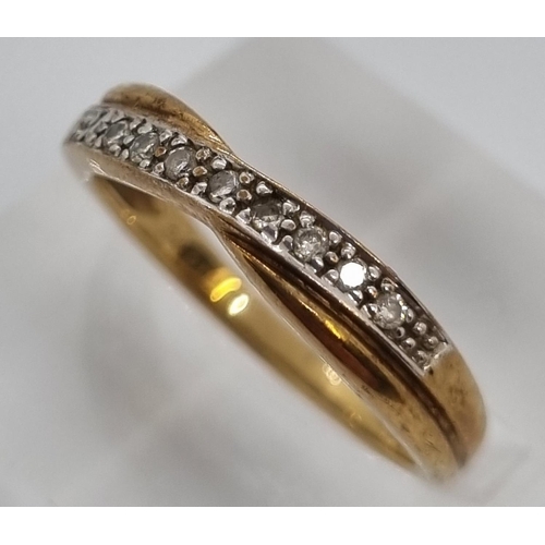 217 - 9ct gold nine stone eternity style ring.  2.1g approx.  Size L.   (B.P. 21% + VAT)