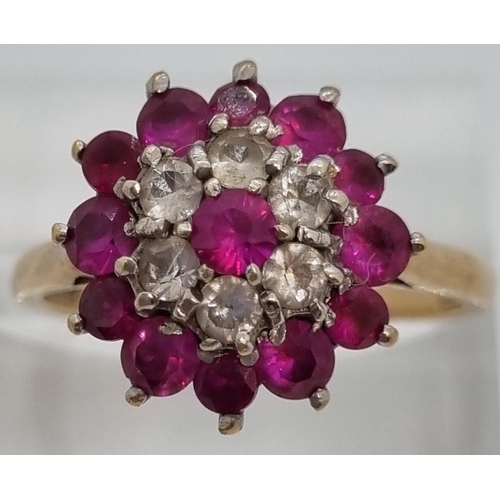 219 - 9ct gold multi-cluster dress ring.  4.2g approx.  Size N.   (B.P. 21% + VAT)