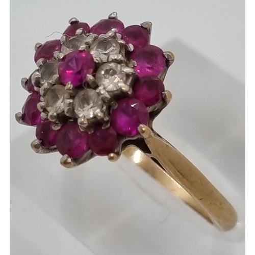 219 - 9ct gold multi-cluster dress ring.  4.2g approx.  Size N.   (B.P. 21% + VAT)