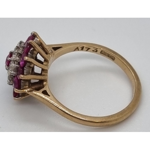 219 - 9ct gold multi-cluster dress ring.  4.2g approx.  Size N.   (B.P. 21% + VAT)