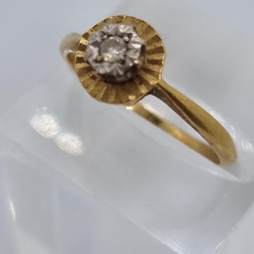 223 - 18ct gold diamond ring.  2.5g approx.  Size N, together with 9ct gold and opal ring.  2.4g approx.  ... 