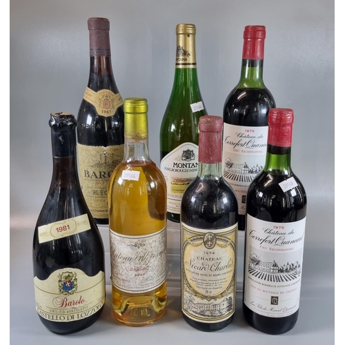 24 - Collection of wine to include: Barolo 1967 and 1981, Chateau Sicard-Charlus 1974, Chateau de Terrefo... 