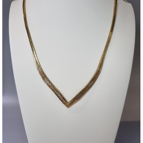 245 - 9ct gold herringbone necklace.  22.7g approx.   (B.P. 21% + VAT)