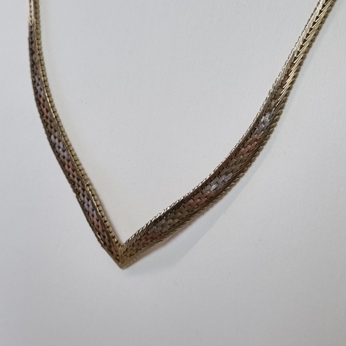 245 - 9ct gold herringbone necklace.  22.7g approx.   (B.P. 21% + VAT)