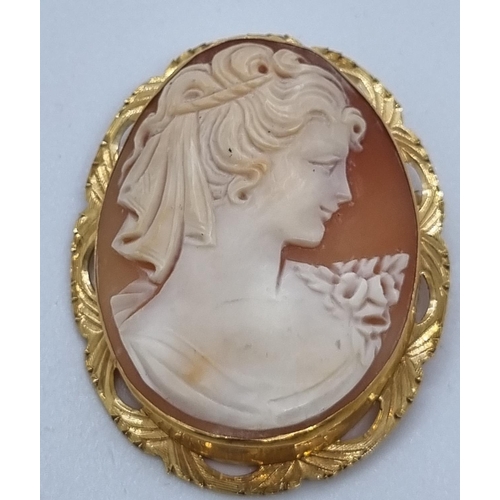 259 - 9ct gold cameo portrait brooch.   (B.P. 21% + VAT)