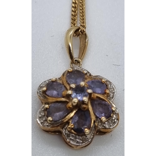 270 - 9ct gold with flowerhead pendant.  5.4g approx.   (B.P. 21% + VAT)