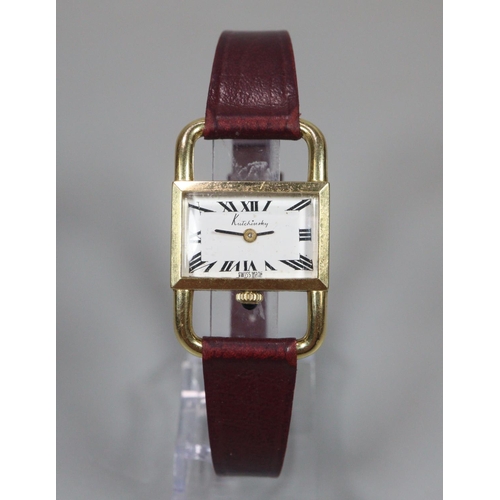 283 - An unusual design 18ct gold Kutchinsky ladies quartz wristwatch, the inner case marked 'L U Chopard ... 