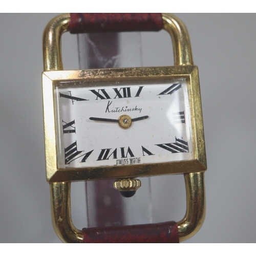 283 - An unusual design 18ct gold Kutchinsky ladies quartz wristwatch, the inner case marked 'L U Chopard ... 