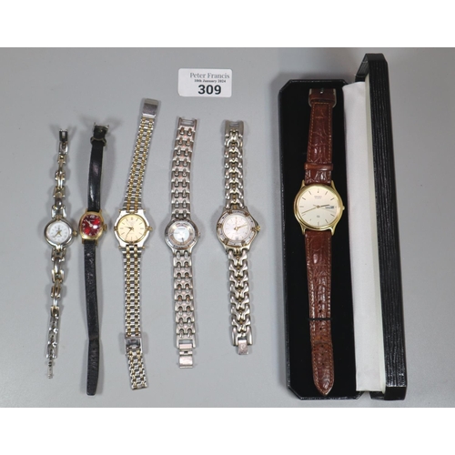 309 - Collection of assorted modern dress watches, various including: Seiko gold plated quartz day date ge... 