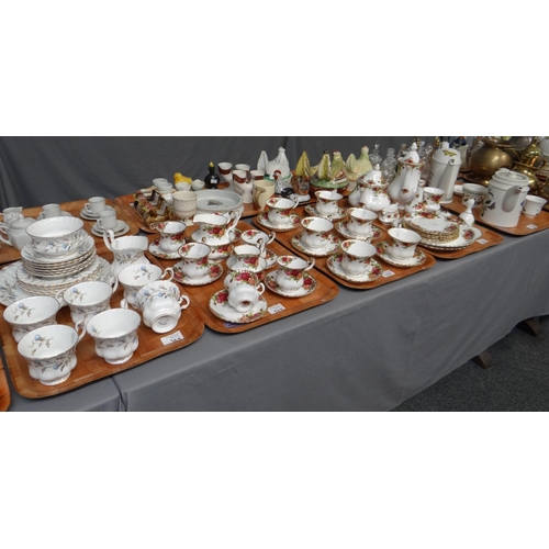 329 - Five trays of china to include: three trays of Royal Albert 'Old Country Roses' comprising; teapot, ... 