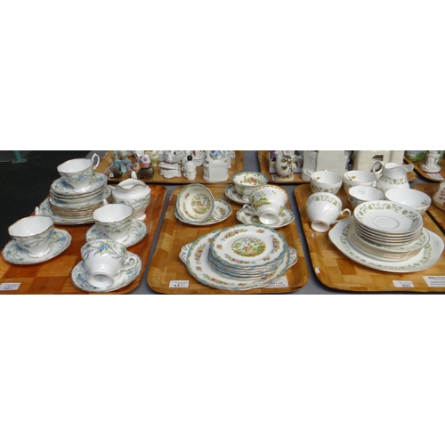 331 - Three trays of Royal Albert teaware to include: foliate design, 'Chelsea Bird' and 'Heather Bell' de... 